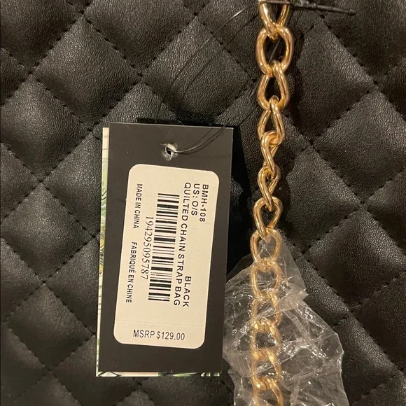 Elegant Badgley Mischka Quilted chain strap Tote Bag with Gold Accents. NWT. - Picture 6 of 6